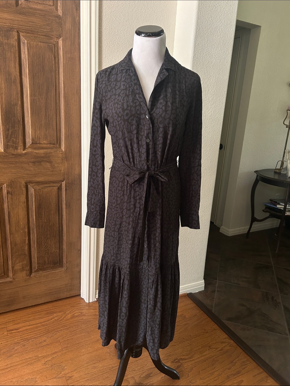 Rails Midi Dress Tiered Beatrice Charcoal Cheetah Grey Batik Size Small - Picture 14 of 15